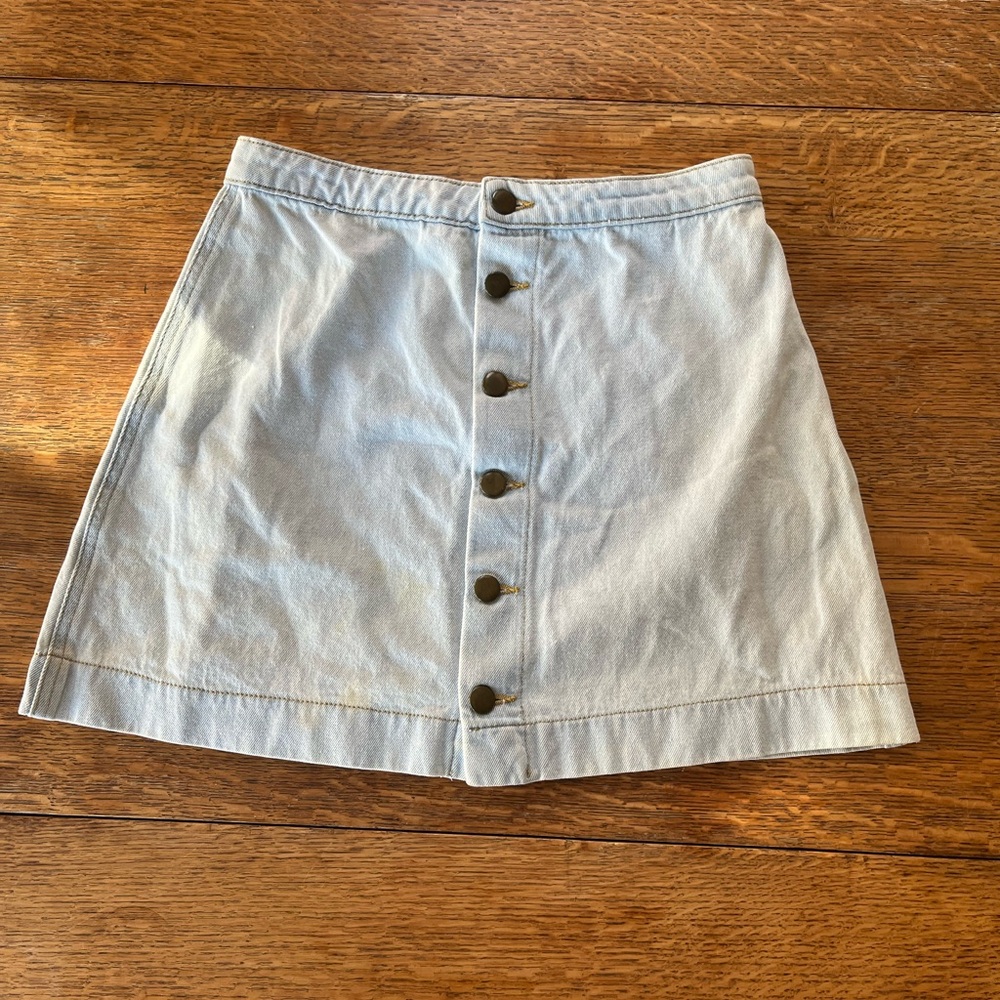American Apparel Denim Mini Skirt - Button Front, Light Wash